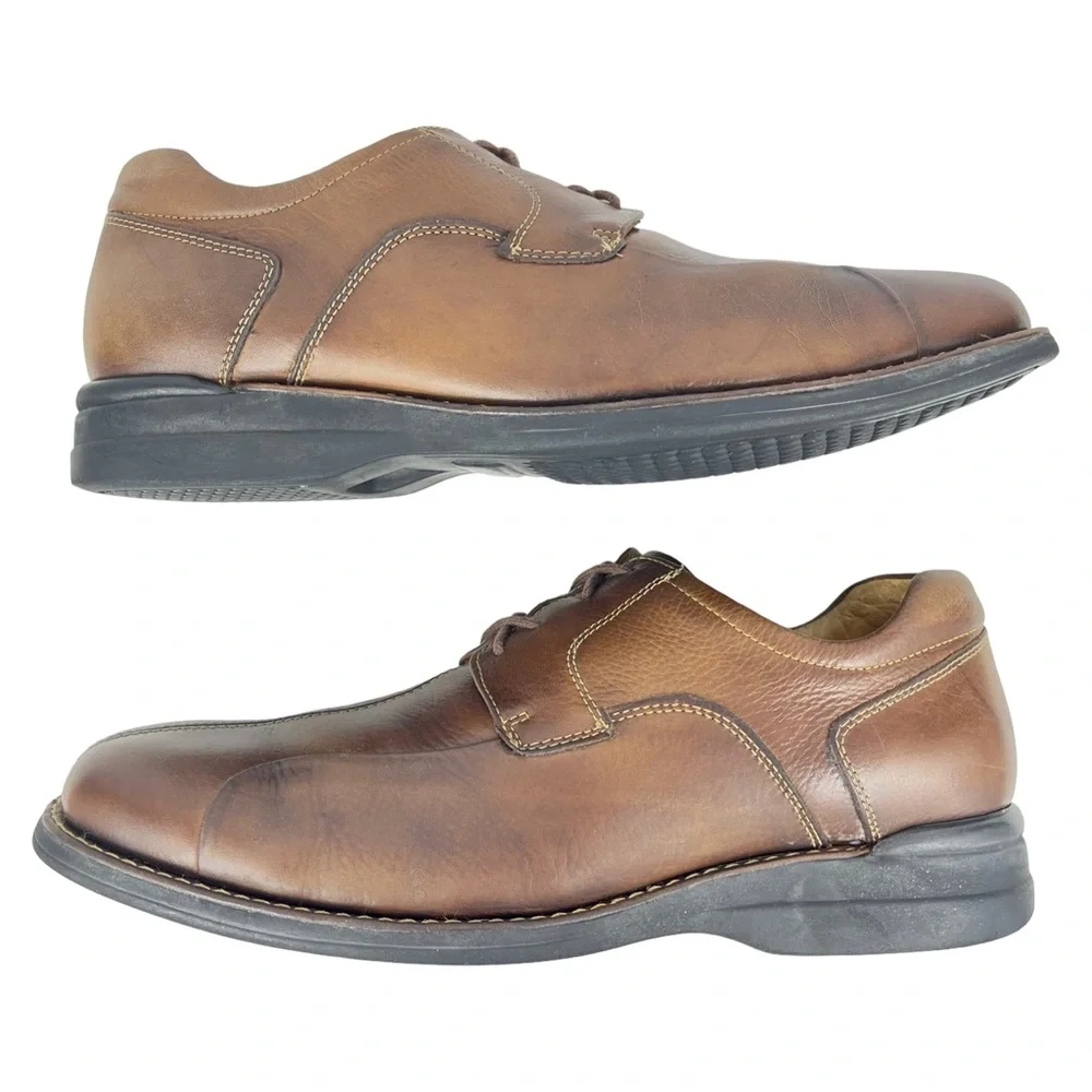 Johnston & Murphy | Mens 11M| Shuler‎ Bicycle Brown Leather Derby Flex Sole Shoe